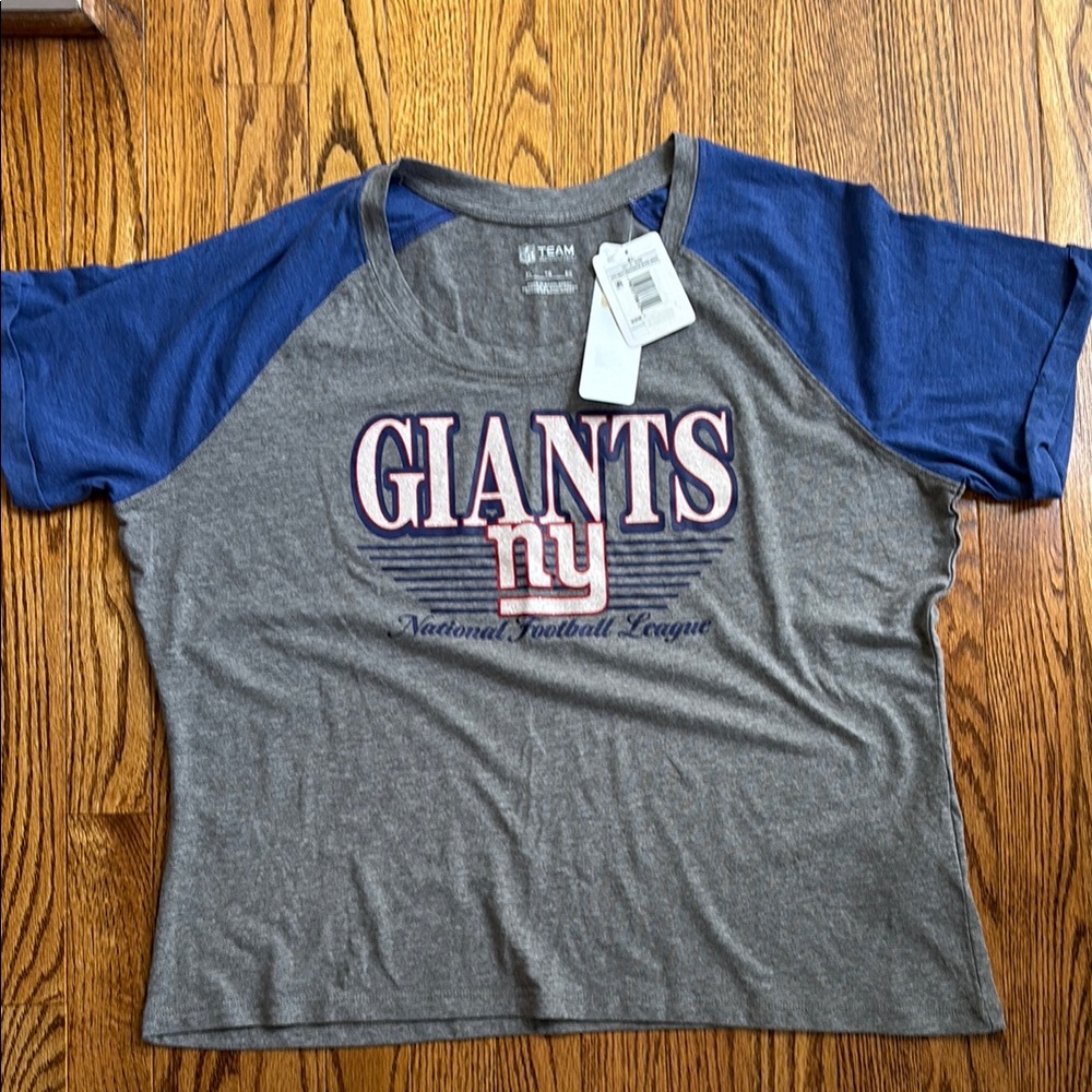 NFL Giants Women's Short Sleeve Tee - Gray and Blue
